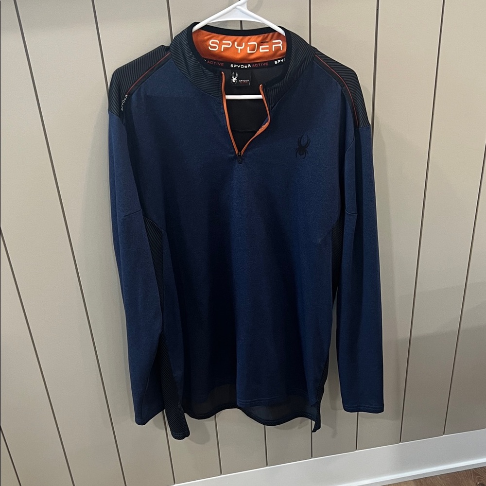 Spyder Men's Navy and Black Long Sleeve Shirt